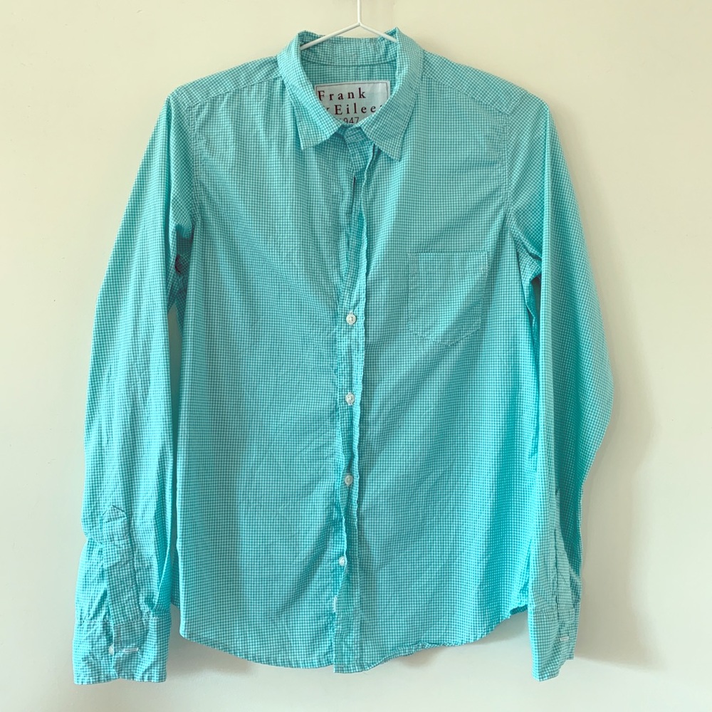 Frank & Eileen aqua checkered button down